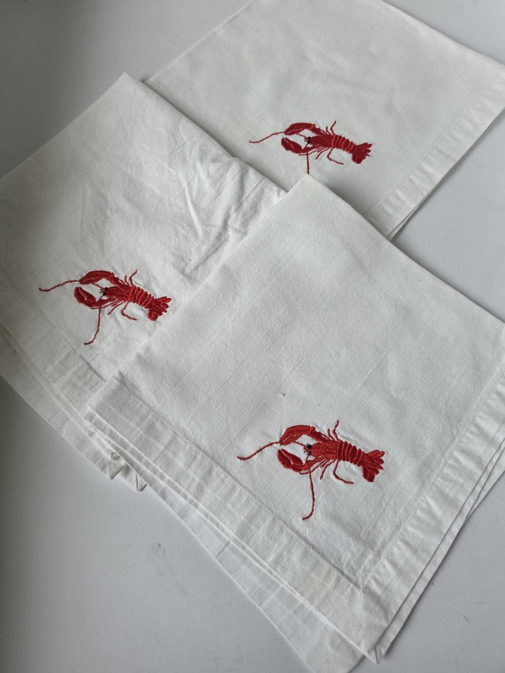 Zina Vasi Embroidered Lobster Napkins - Set of 3